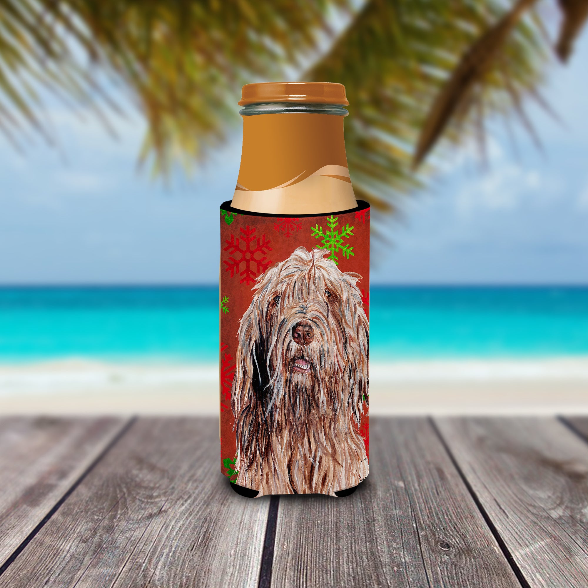 Otterhound Red Snowflakes Holiday Ultra Beverage Isolateurs pour canettes minces SC9757MUK