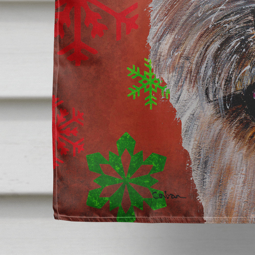 Norwich Terrier Red Snowflakes Holiday Flag Canvas House Size SC9758CHF  the-store.com.