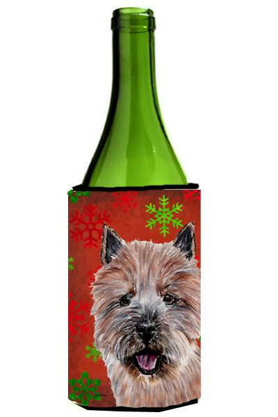 Norwich Terrier Red Snowflakes Holiday Wine Bottle Beverage Insulator Hugger SC9758LITERK by Caroline&#39;s Treasures