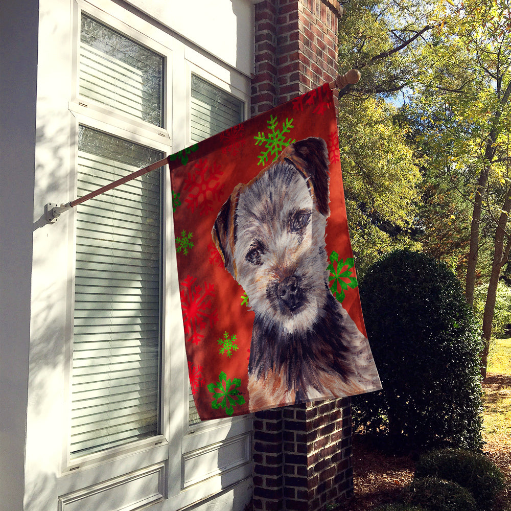 Norfolk Terrier Puppy Red Snowflakes Holiday Flag Canvas House Size SC9759CHF