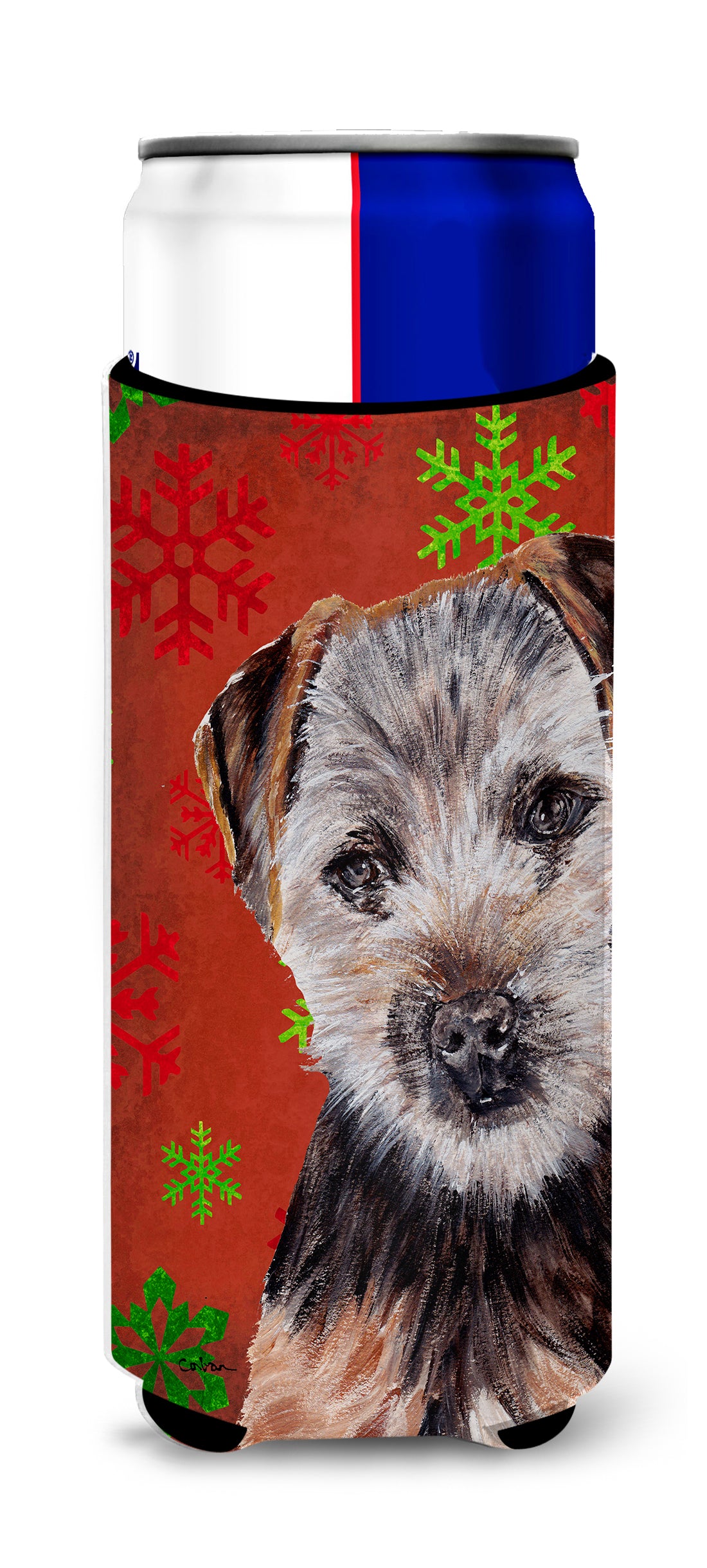 Norfolk Terrier Puppy Red Snowflakes Holiday Ultra Beverage Isolateurs pour canettes minces SC9759MUK
