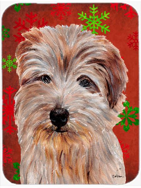 Norfolk Terrier Red Snowflakes Holiday Glass Cutting Board Large Size SC9760LCB by Caroline's Treasures