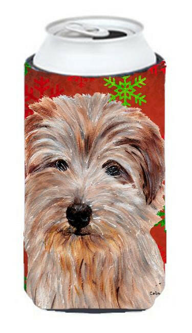Norfolk Terrier Red Snowflakes Holiday Tall Boy Beverage Insulator Hugger SC9760TBC by Caroline&#39;s Treasures