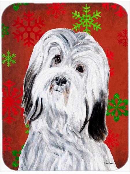 Havanese Red Snowflakes Holiday Glass Cutting Board Large Size SC9761LCB by Caroline&#39;s Treasures