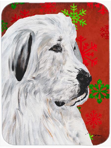 Great Pyrenees Red Snowflakes Holiday Glass Cutting Board Large Size SC9762LCB by Caroline&#39;s Treasures