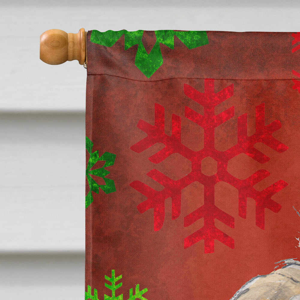 Golden Doodle 2 Red Snowflakes Holiday Flag Canvas House Size SC9763CHF  the-store.com.