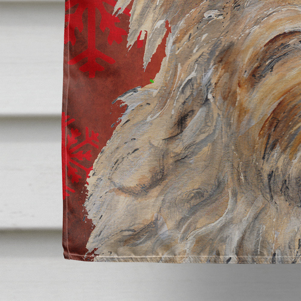 Golden Doodle 2 Red Snowflakes Holiday Flag Canvas House Size SC9763CHF  the-store.com.