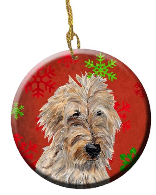 Golden Doodle 2 Red Snowflakes Holiday Ceramic Ornament SC9763CO1 by Caroline&#39;s Treasures