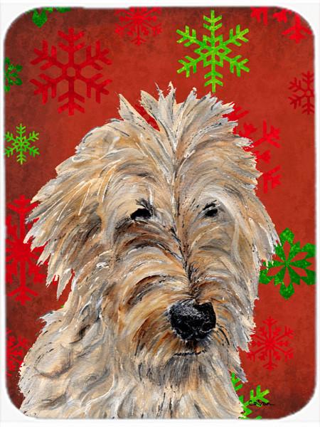 Golden Doodle 2 Red Snowflakes Holiday Glass Cutting Board Large Size SC9763LCB by Caroline's Treasures