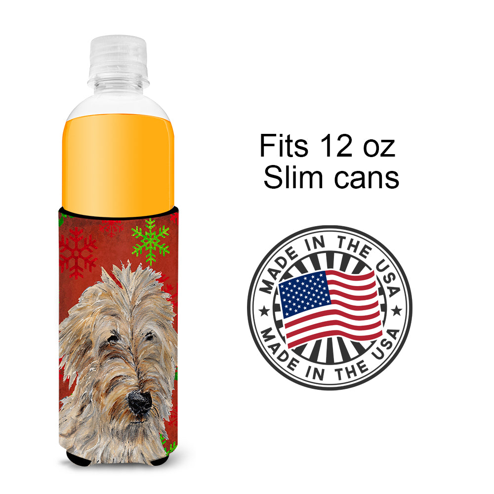 Golden Doodle 2 Red Snowflakes Holiday Ultra Beverage Isolateurs pour canettes minces SC9763MUK