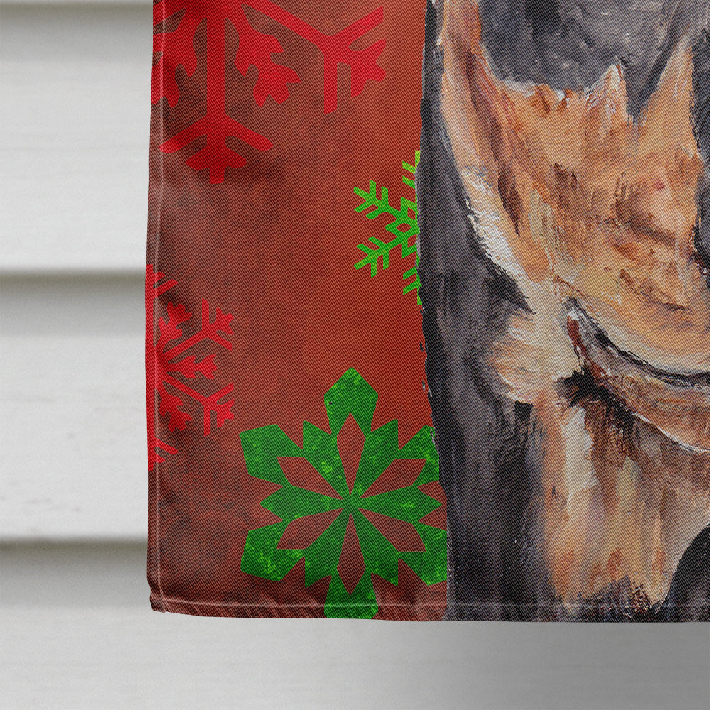 German Pinscher Red Snowflakes Holiday Flag Canvas House Size SC9764CHF  the-store.com.