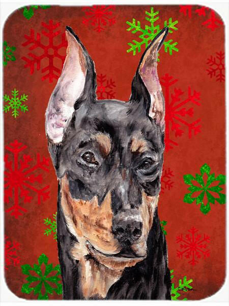 German Pinscher Red Snowflakes Holiday Glass Cutting Board Large Size SC9764LCB by Caroline&#39;s Treasures