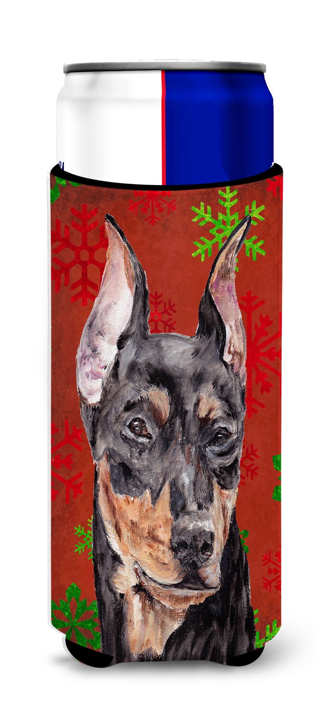 Pinscher allemand Red Snowflakes Holiday Ultra Beverage Isolateurs pour canettes minces SC9764MUK