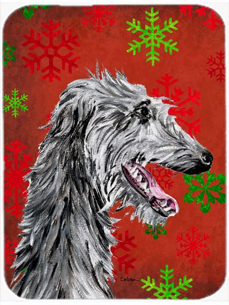 Scottish Deerhound Red Snowflakes Holiday Glass Cutting Board Large Size SC9765LCB by Caroline&#39;s Treasures