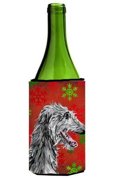Scottish Deerhound Red Snowflakes Holiday Wine Bottle Beverage Insulator Hugger SC9765LITERK by Caroline&#39;s Treasures