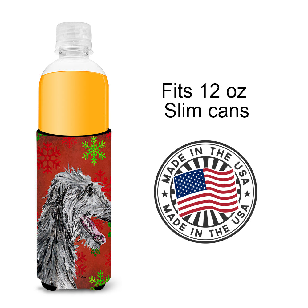 Scottish Deerhound Red Snowflakes Holiday Ultra Beverage Isolateurs pour canettes minces SC9765MUK