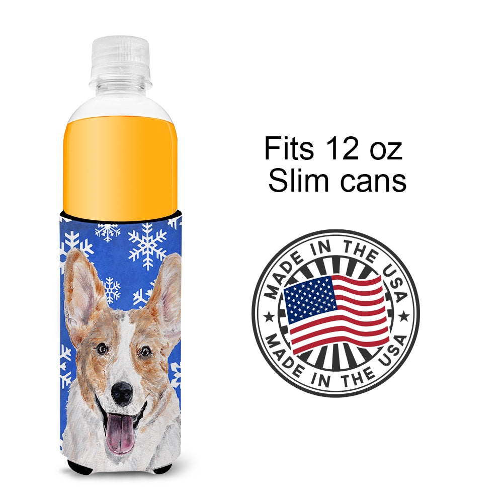 Cardigan Corgi Winter Snowflakes Ultra Beverage Insulators for slim cans SC9768MUK