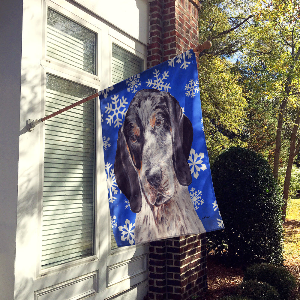 Blue Tick Coonhound Winter Snowflakes Flag Canvas House Size SC9769CHF  the-store.com.