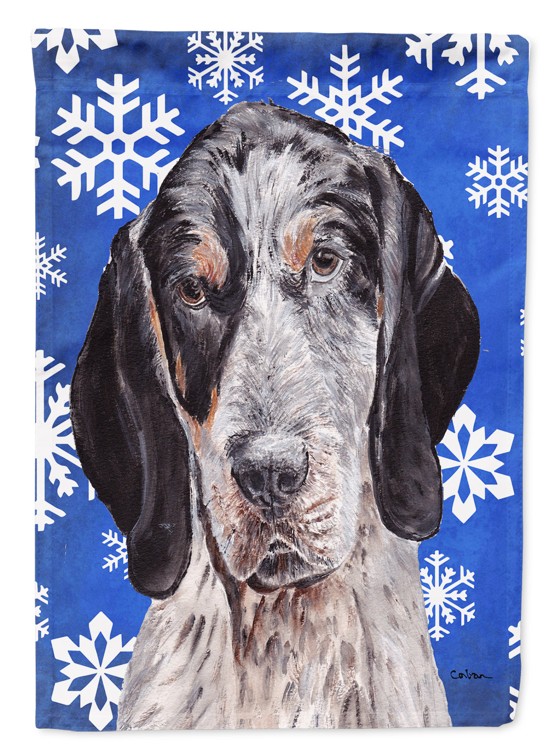 Blue Tick Coonhound Winter Snowflakes Flag Canvas House Size SC9769CHF