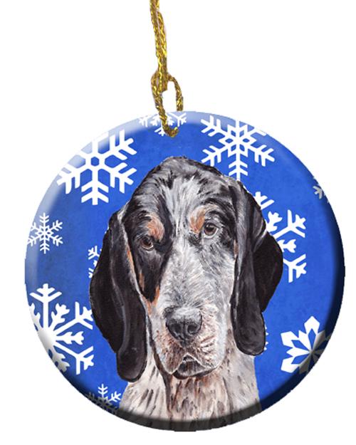 Blue Tick Coonhound Winter Snowflakes Ceramic Ornament SC9769CO1 by Caroline&#39;s Treasures