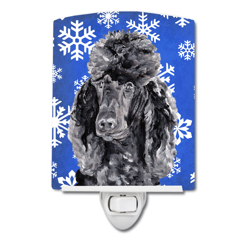 Black Standard Poodle Winter Snowflakes Ceramic Night Light SC9770CNL - the-store.com