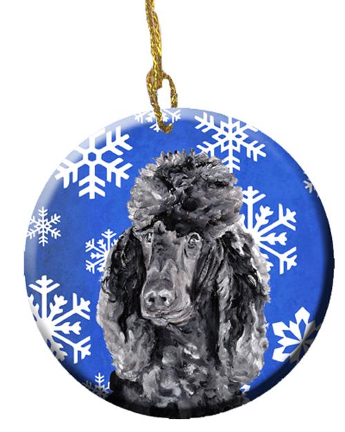 Black Standard Poodle Winter Snowflakes Ceramic Ornament SC9770CO1 by Caroline's Treasures