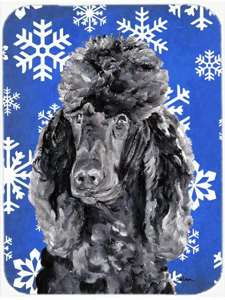 Black Standard Poodle Winter Snowflakes Glass Cutting Board Large Size SC9770LCB by Caroline's Treasures
