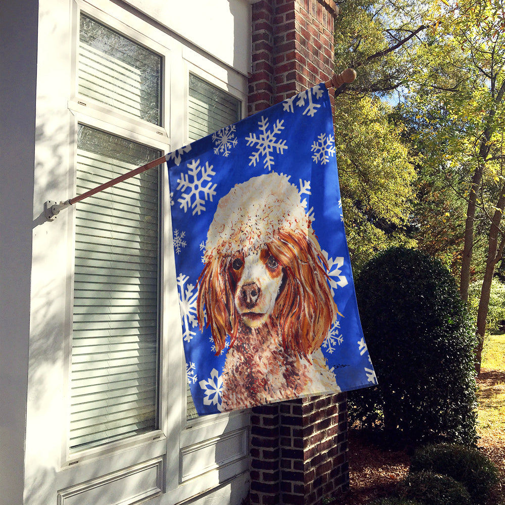 Red Miniature Poodle Winter Snowflakes Flag Canvas House Size SC9771CHF