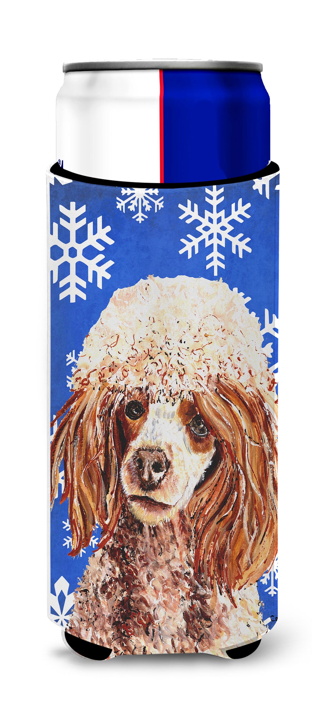 Red Miniature Poodle Winter Snowflakes Ultra Beverage Insulators for slim cans SC9771MUK.