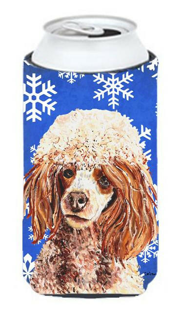 Red Miniature Poodle Winter Snowflakes Tall Boy Beverage Insulator Hugger SC9771TBC by Caroline's Treasures