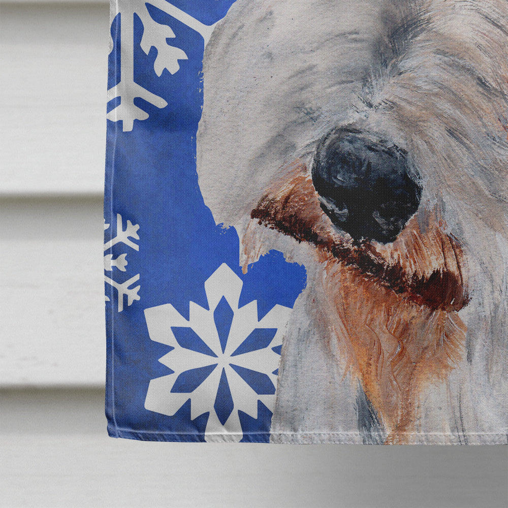 Wire Fox Terrier Winter Snowflakes Flag Canvas House Size SC9772CHF  the-store.com.