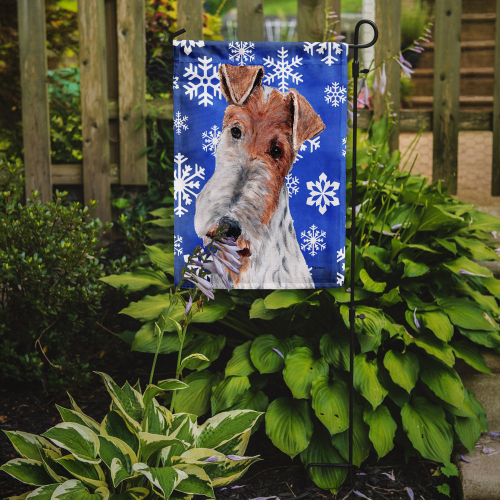 Wire Fox Terrier Winter Snowflakes Flag Garden Size SC9772GF