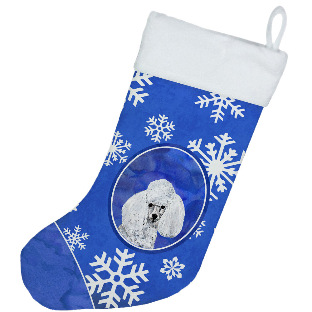 White Toy Poodle Winter Snowflakes Christmas Stocking SC9773-CS