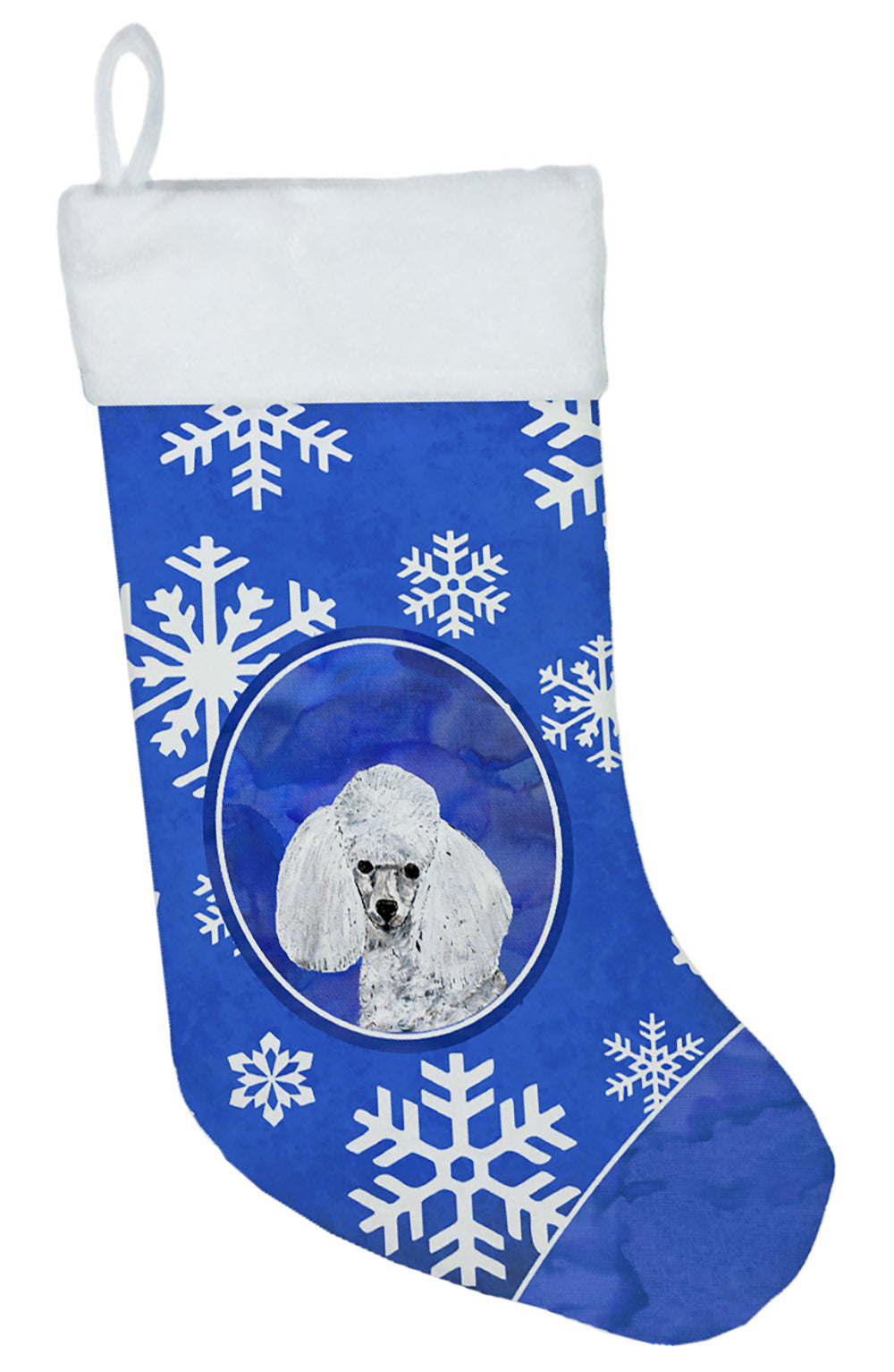 White Toy Poodle Winter Snowflakes Christmas Stocking SC9773-CS