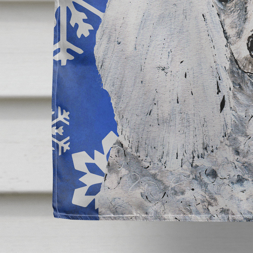 White Toy Poodle Winter Snowflakes Flag Canvas House Size SC9773CHF  the-store.com.