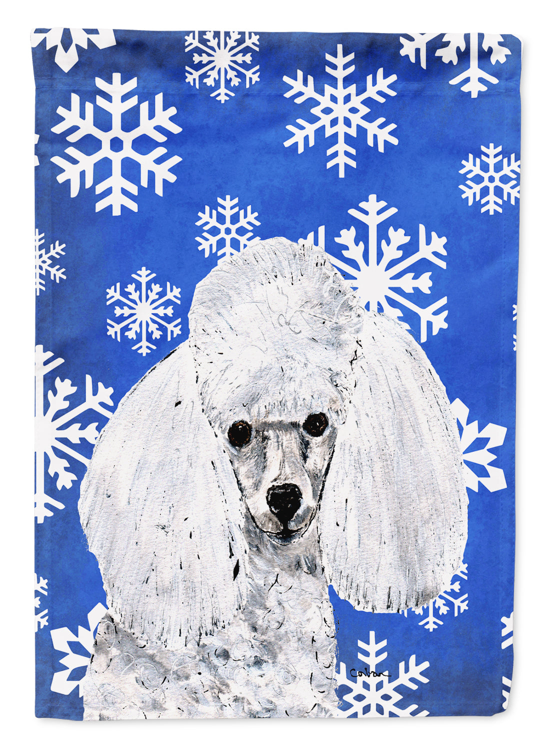 Caroline's Treasures White Toy Poodle Winter Snowflakes Flag Canvas House Size SC9773CHF