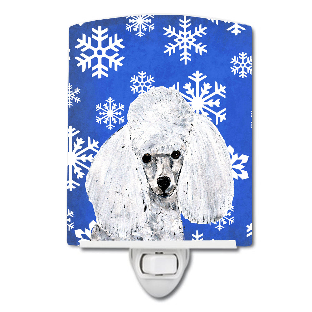 White Toy Poodle Winter Snowflakes Ceramic Night Light SC9773CNL - the-store.com