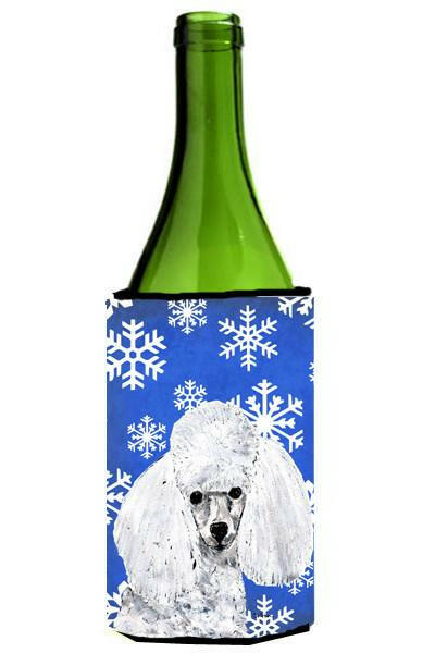 White Toy Poodle Winter Snowflakes Wine Bottle Beverage Insulator Hugger SC9773LITERK by Caroline&#39;s Treasures