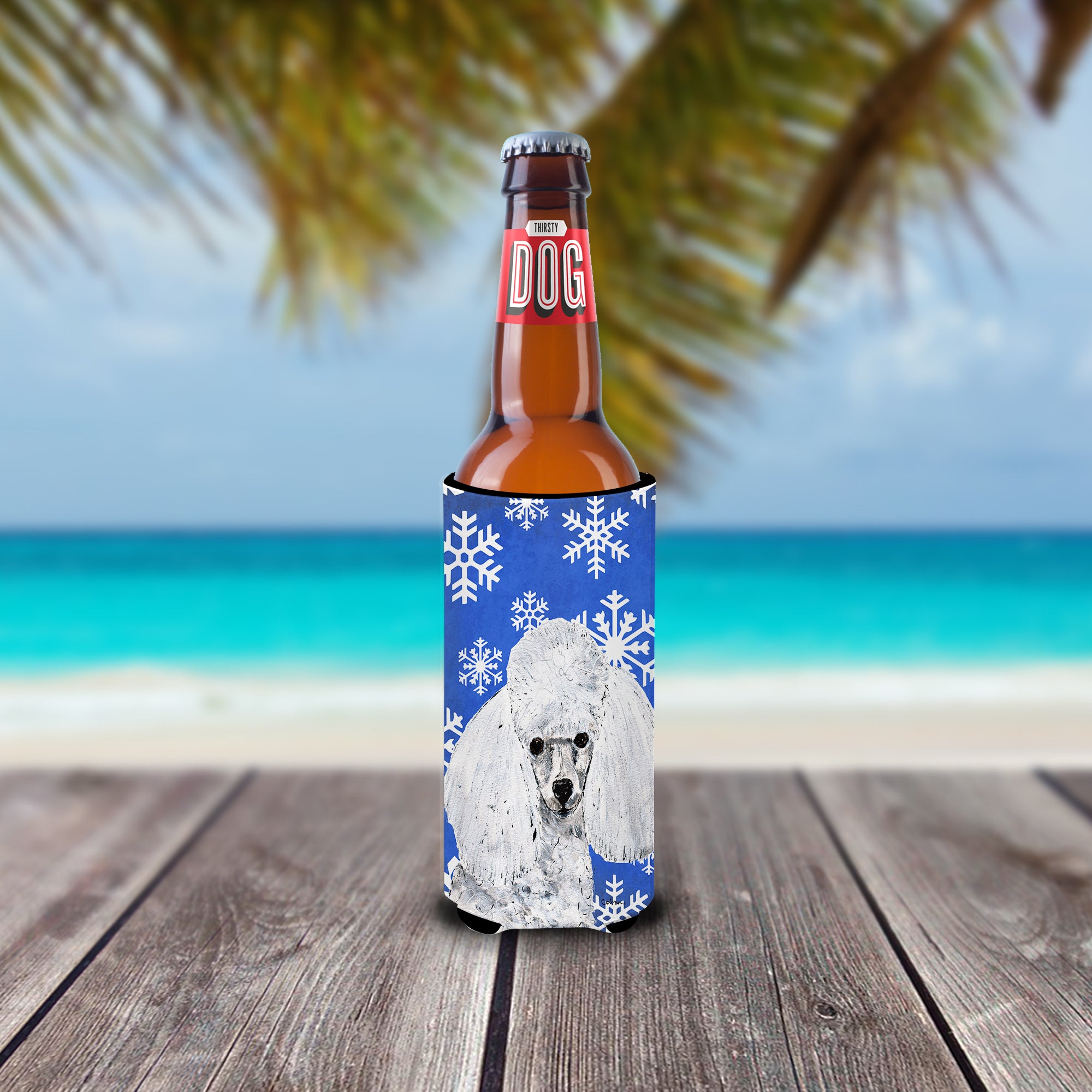 White Toy Poodle Winter Snowflakes Ultra Beverage Insulators for slim cans SC9773MUK.