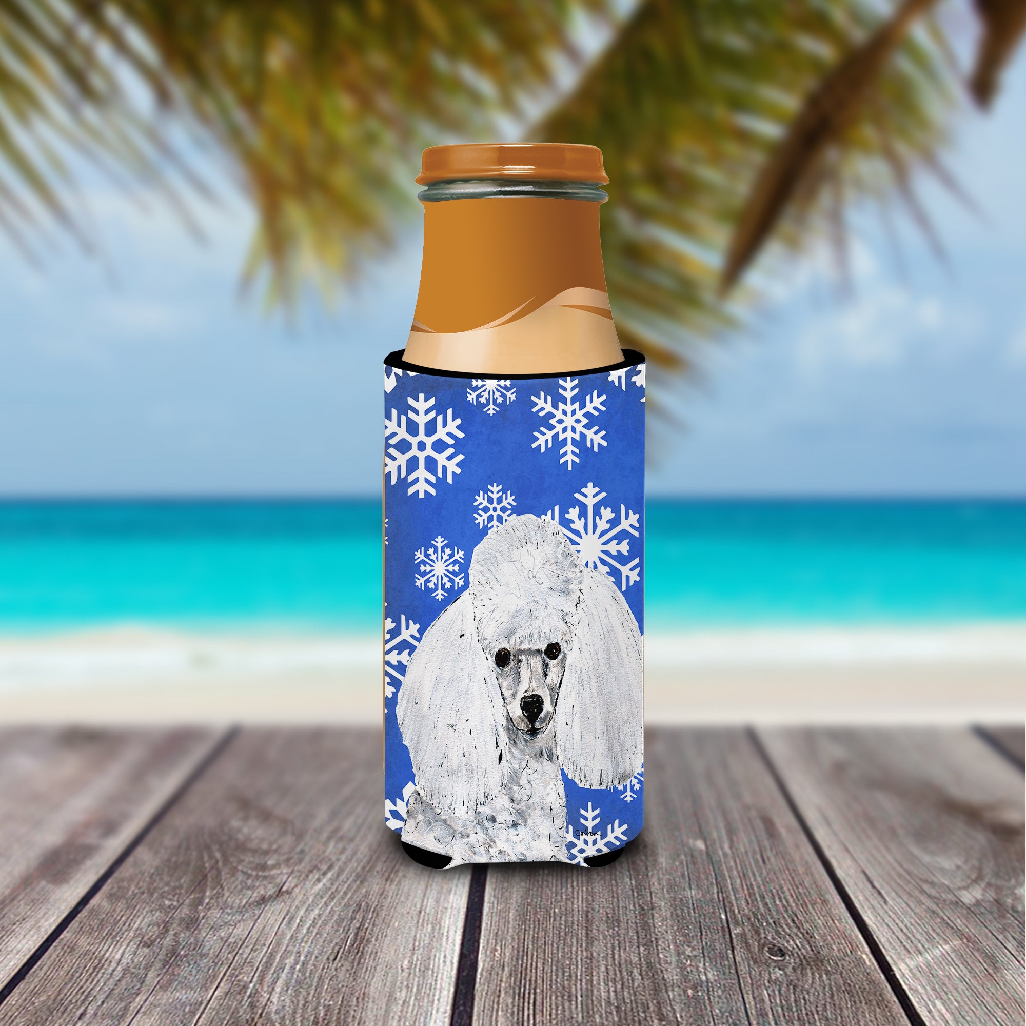 White Toy Poodle Winter Snowflakes Ultra Beverage Insulators for slim cans SC9773MUK