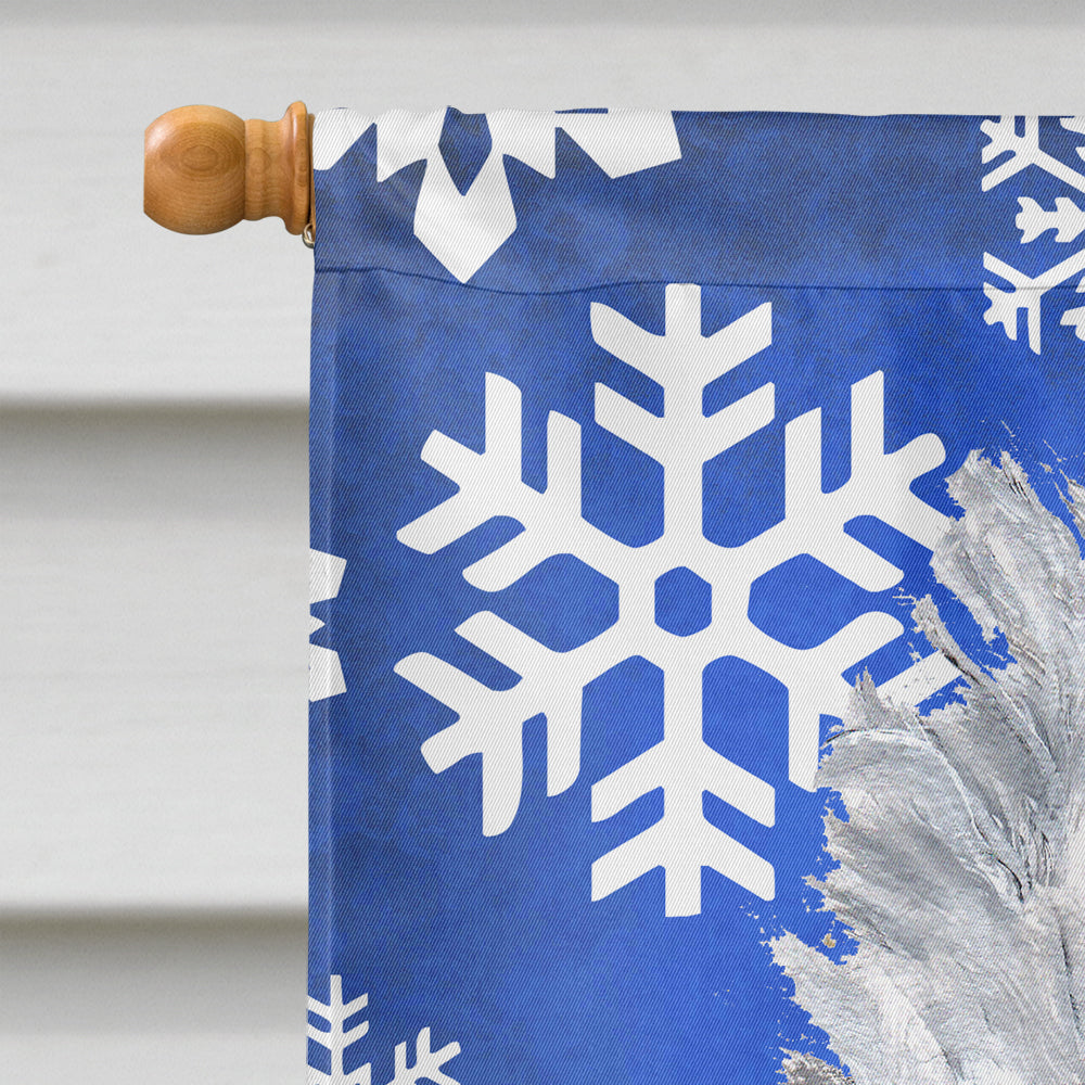 White Standard Poodle Winter Snowflakes Flag Canvas House Size SC9775CHF  the-store.com.