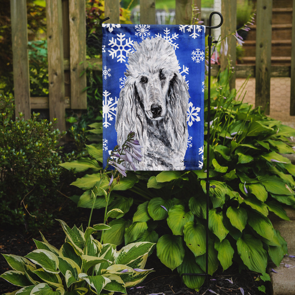White Standard Poodle Winter Snowflakes Flag Garden Size SC9775GF