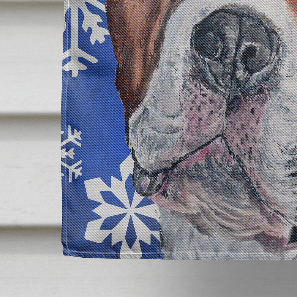 Staffordshire Bull Terrier Staffie Winter Snowflakes Flag Canvas House Size SC9776CHF