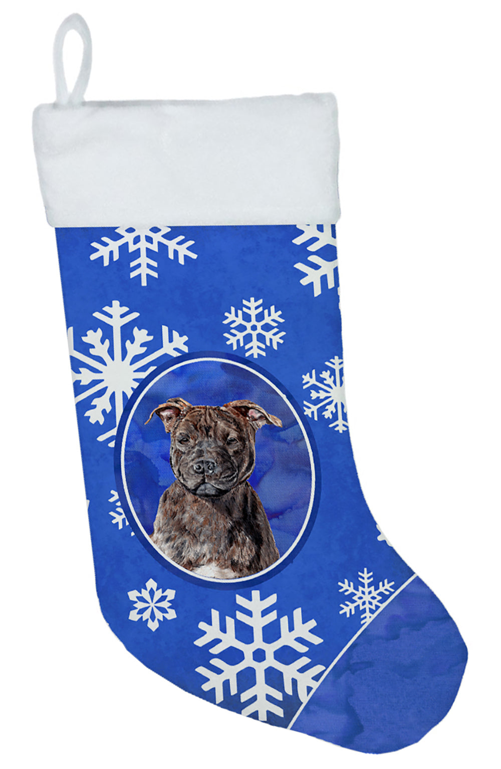 Staffordshire Bull Terrier Staffie Winter Snowflakes Christmas Stocking SC9777-CS