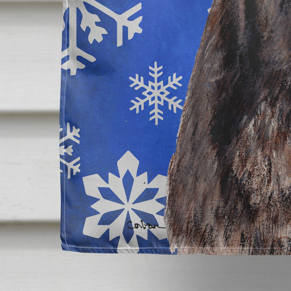 Staffordshire Bull Terrier Staffie Winter Snowflakes Flag Canvas House Size SC9777CHF