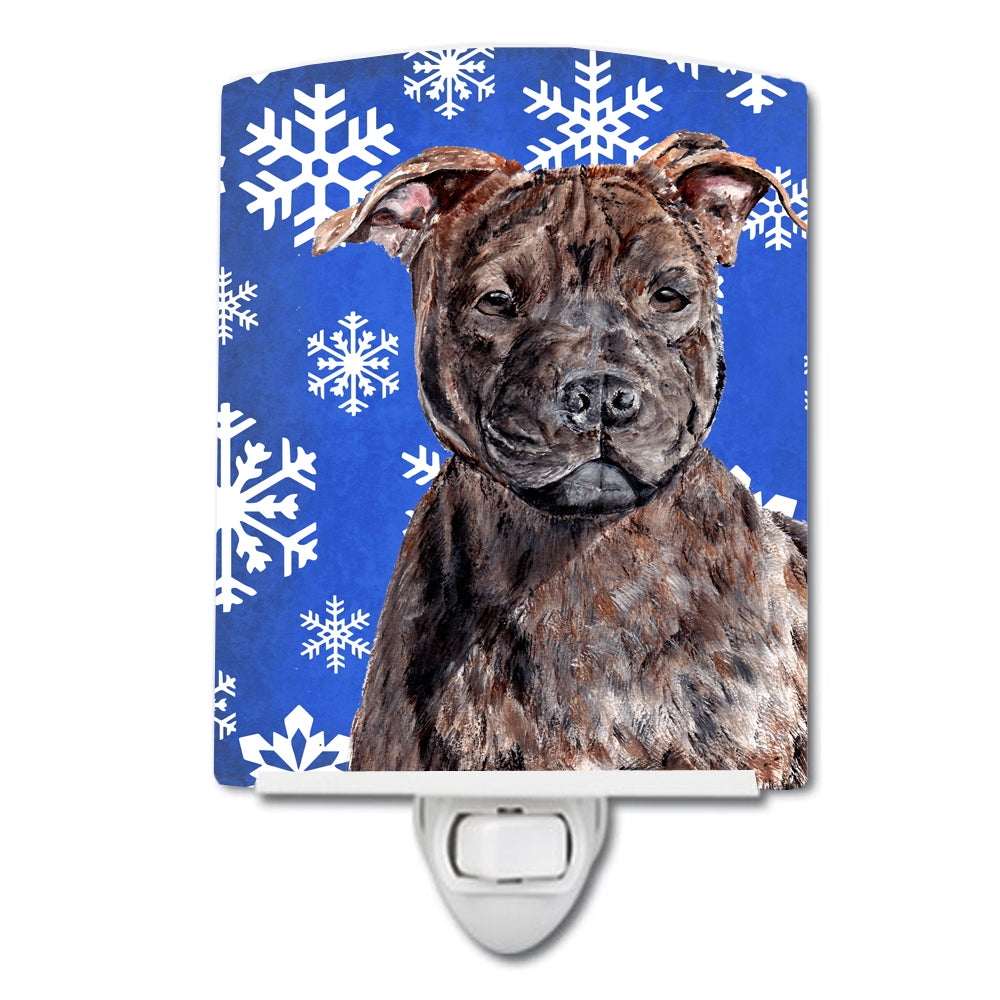 Staffordshire Bull Terrier Staffie Winter Snowflakes Ceramic Night Light SC9777CNL - the-store.com