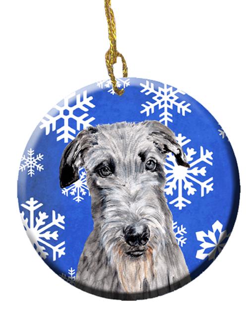 Scottish Deerhound Winter Snowflakes Ceramic Ornament SC9778CO1 by Caroline&#39;s Treasures