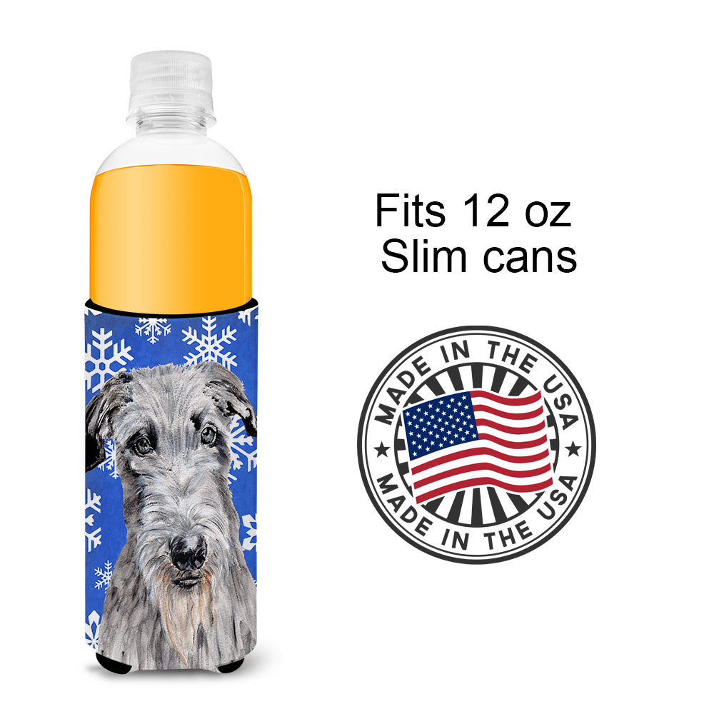 Scottish Deerhound Winter Snowflakes Ultra Beverage Insulators for slim cans SC9778MUK.