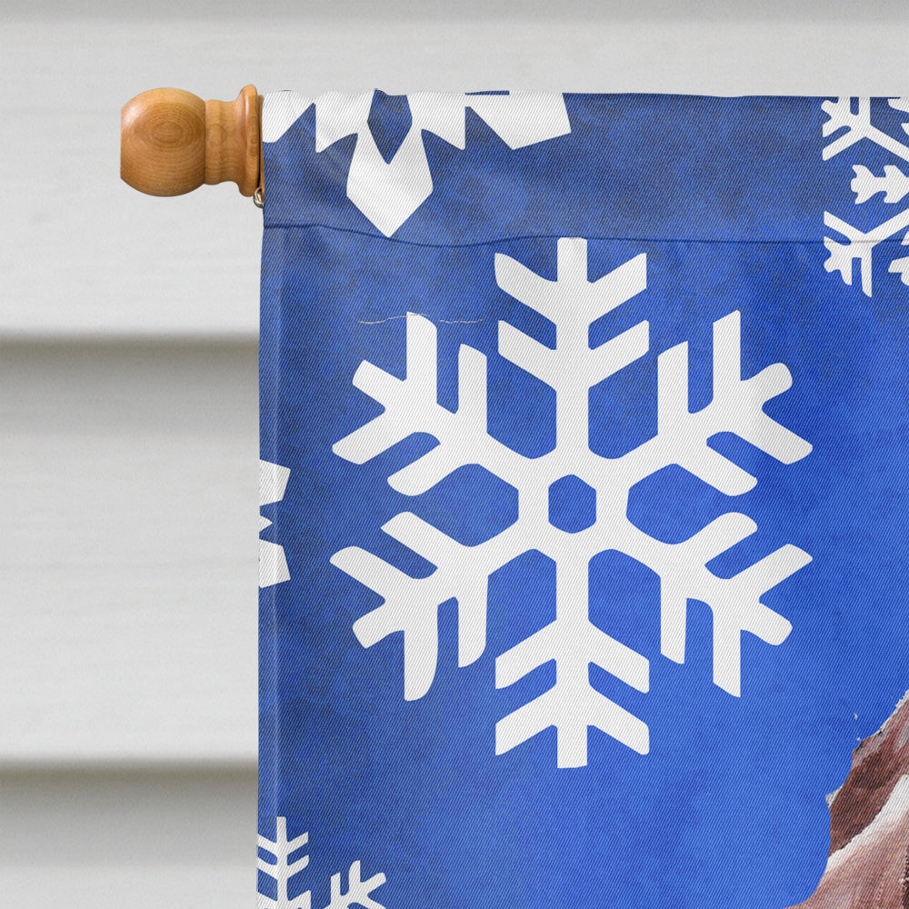 Redbone Coonhound Winter Snowflakes Flag Canvas House Size SC9779CHF  the-store.com.