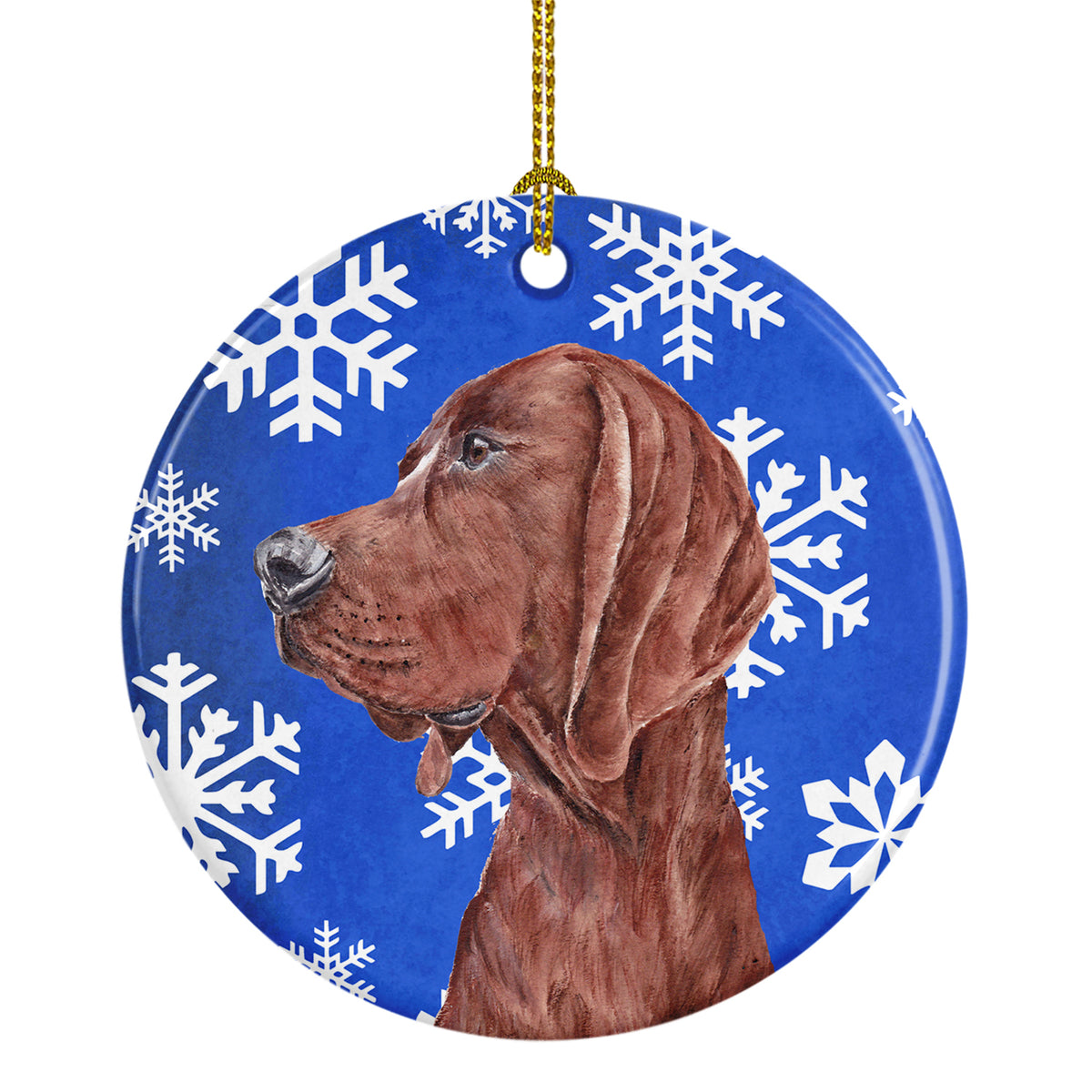 Redbone Coonhound Winter Snowflakes Ceramic Ornament SC9779CO1 - the-store.com